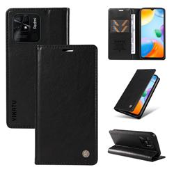 YIKATU Litchi Card Magnetic Automatic Suction Leather Flip Cover for Xiaomi Redmi 10C - Black