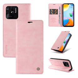 YIKATU Litchi Card Magnetic Automatic Suction Leather Flip Cover for Xiaomi Redmi 10C - Pink