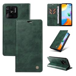 YIKATU Litchi Card Magnetic Automatic Suction Leather Flip Cover for Xiaomi Redmi 10C - Green