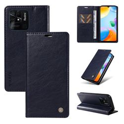 YIKATU Litchi Card Magnetic Automatic Suction Leather Flip Cover for Xiaomi Redmi 10C - Navy Blue