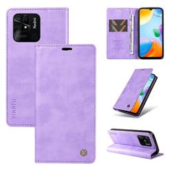 YIKATU Litchi Card Magnetic Automatic Suction Leather Flip Cover for Xiaomi Redmi 10C - Purple