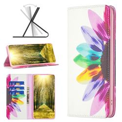 Sun Flower Slim Magnetic Attraction Wallet Flip Cover for Xiaomi Redmi 10 5G