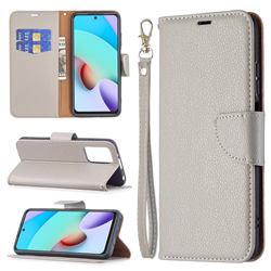 Classic Luxury Litchi Leather Phone Wallet Case for Xiaomi Redmi 10 4G - Gray