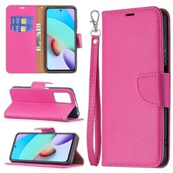 Classic Luxury Litchi Leather Phone Wallet Case for Xiaomi Redmi 10 4G - Rose
