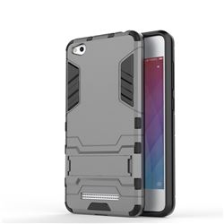 Armor Premium Tactical Grip Kickstand Shockproof Dual Layer Rugged Hard Cover for Xiaomi Redmi 4A - Gray