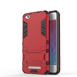 Armor Premium Tactical Grip Kickstand Shockproof Dual Layer Rugged Hard Cover for Xiaomi Redmi 4A - Wine Red
