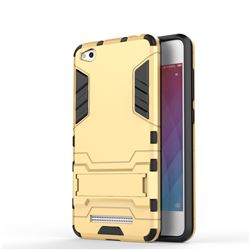 Armor Premium Tactical Grip Kickstand Shockproof Dual Layer Rugged Hard Cover for Xiaomi Redmi 4A - Golden