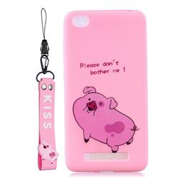 Pink Cute Pig Soft Kiss Candy Hand Strap Silicone Case for Xiaomi Redmi 4A