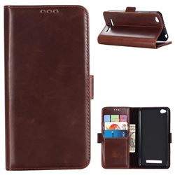 Luxury Crazy Horse PU Leather Wallet Case for Xiaomi Redmi 4A - Coffee