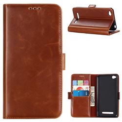 Luxury Crazy Horse PU Leather Wallet Case for Xiaomi Redmi 4A - Brown