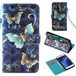 Three Butterflies 3D Painted Leather Wallet Case for Xiaomi Redmi 4A