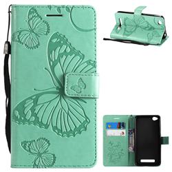 Embossing 3D Butterfly Leather Wallet Case for Xiaomi Redmi 4A - Green