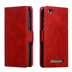 Retro Classic Calf Pattern Leather Wallet Phone Case for Xiaomi Redmi 4A - Red