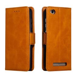 Retro Classic Calf Pattern Leather Wallet Phone Case for Xiaomi Redmi 4A - Yellow
