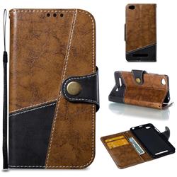Retro Magnetic Stitching Wallet Flip Cover for Xiaomi Redmi 4A - Brown