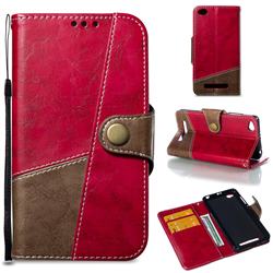 Retro Magnetic Stitching Wallet Flip Cover for Xiaomi Redmi 4A - Rose Red