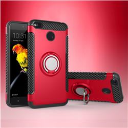 Armor Anti Drop Carbon PC + Silicon Invisible Ring Holder Phone Case for Xiaomi Redmi 4 (4X) - Red