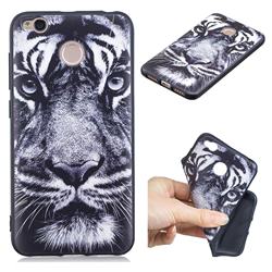 White Tiger 3D Embossed Relief Black TPU Cell Phone Back Cover for Xiaomi Redmi 4 (4X)