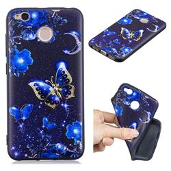 Phnom Penh Butterfly 3D Embossed Relief Black TPU Cell Phone Back Cover for Xiaomi Redmi 4 (4X)