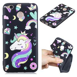 Candy Unicorn 3D Embossed Relief Black TPU Cell Phone Back Cover for Xiaomi Redmi 4 (4X)