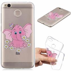 Tiny Pink Elephant Clear Varnish Soft Phone Back Cover for Xiaomi Redmi 4 (4X)
