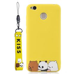 Yellow Bear Family Soft Kiss Candy Hand Strap Silicone Case for Xiaomi Redmi 4 (4X)