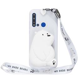 White Polar Bear Neck Lanyard Zipper Wallet Silicone Case for Xiaomi Redmi 4 (4X)