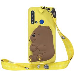 Yellow Bear Neck Lanyard Zipper Wallet Silicone Case for Xiaomi Redmi 4 (4X)