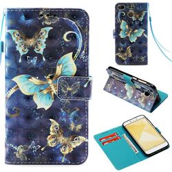 Three Butterflies 3D Painted Leather Wallet Case for Xiaomi Redmi 4 (4X)