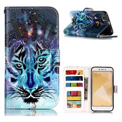 Ice Wolf 3D Relief Oil PU Leather Wallet Case for Xiaomi Redmi 4 (4X)