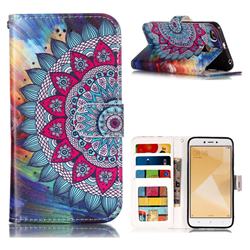 Mandala Flower 3D Relief Oil PU Leather Wallet Case for Xiaomi Redmi 4 (4X)