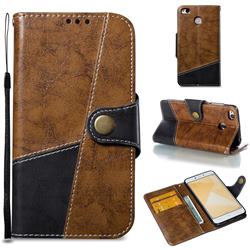Retro Magnetic Stitching Wallet Flip Cover for Xiaomi Redmi 4 (4X) - Brown