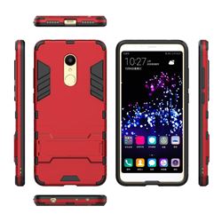 Armor Premium Tactical Grip Kickstand Shockproof Dual Layer Rugged Hard Cover for Mi Xiaomi Redmi 5 - Wine Red