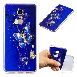 Gold and Blue Butterfly Super Clear Soft TPU Back Cover for Mi Xiaomi Redmi 5