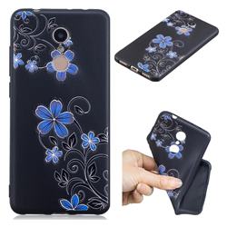 Little Blue Flowers 3D Embossed Relief Black TPU Cell Phone Back Cover for Mi Xiaomi Redmi 5