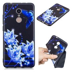 Blue Butterfly 3D Embossed Relief Black TPU Cell Phone Back Cover for Mi Xiaomi Redmi 5