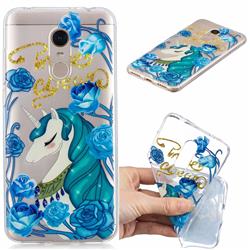 Blue Flower Unicorn Clear Varnish Soft Phone Back Cover for Mi Xiaomi Redmi 5
