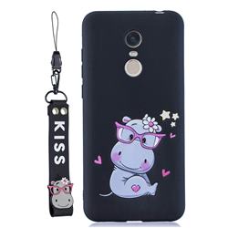 Black Flower Hippo Soft Kiss Candy Hand Strap Silicone Case for Mi Xiaomi Redmi 5