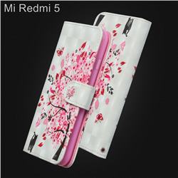Tree and Cat 3D Painted Leather Wallet Case for Mi Xiaomi Redmi 5