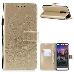 Intricate Embossing Butterfly Circle Leather Wallet Case for Mi Xiaomi Redmi 5 - Champagne