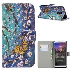 Blue Butterfly 3D Painted Leather Phone Wallet Case for Mi Xiaomi Redmi 5