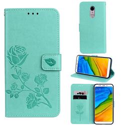 Embossing Rose Flower Leather Wallet Case for Mi Xiaomi Redmi 5 - Green