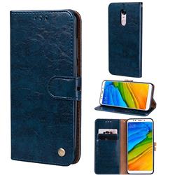 Luxury Retro Oil Wax PU Leather Wallet Phone Case for Mi Xiaomi Redmi 5 - Sapphire
