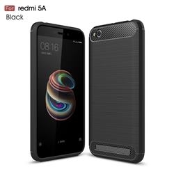 Luxury Carbon Fiber Brushed Wire Drawing Silicone TPU Back Cover for Xiaomi Redmi 5A - Black