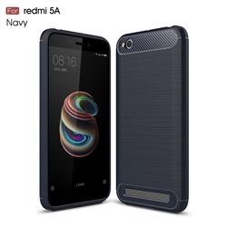 Luxury Carbon Fiber Brushed Wire Drawing Silicone TPU Back Cover for Xiaomi Redmi 5A - Navy