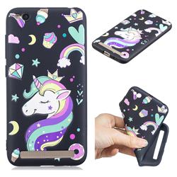 Candy Unicorn 3D Embossed Relief Black TPU Cell Phone Back Cover for Xiaomi Redmi 5A