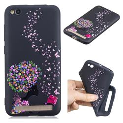 Corolla Girl 3D Embossed Relief Black TPU Cell Phone Back Cover for Xiaomi Redmi 5A