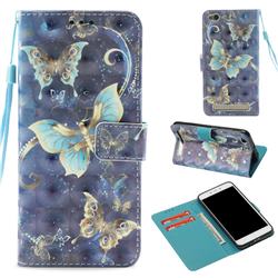 Three Butterflies 3D Painted Leather Wallet Case for Xiaomi Redmi 5A