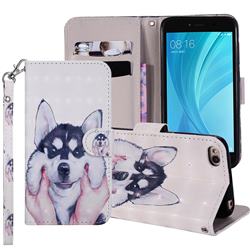 Husky Dog 3D Painted Leather Phone Wallet Case Cover for Xiaomi Redmi 5A