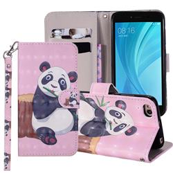 Happy Panda 3D Painted Leather Phone Wallet Case Cover for Xiaomi Redmi 5A